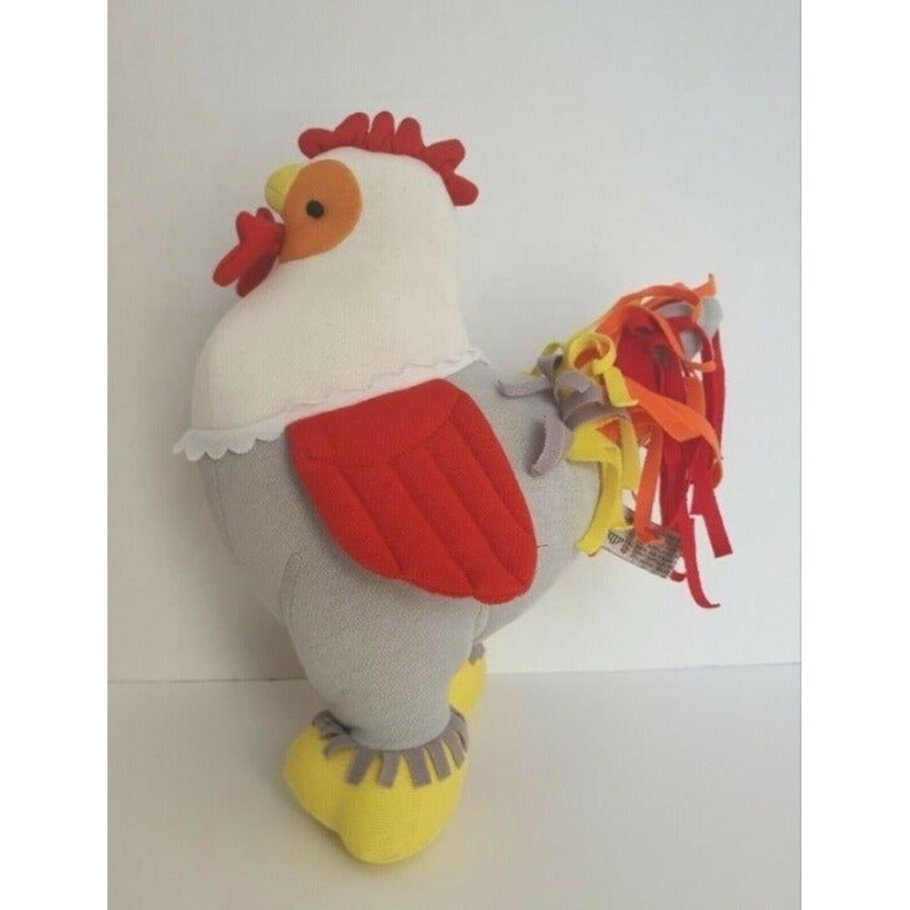 Applause Rooster Chicken Plush‎ 11' White Gray Farm Animal Stuffed Toy Kids